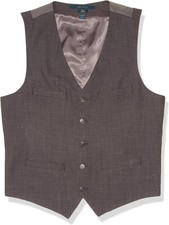 Perry Ellis Men's Slim Fit Stretch Sharkskin Suit Vest, Charcoal, Size Medium.