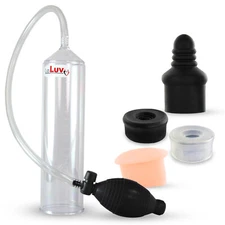 LeLuv Penis Vacuum Pump EasyOp Bgrip Black/Clear Sleeves with Septum and Donut