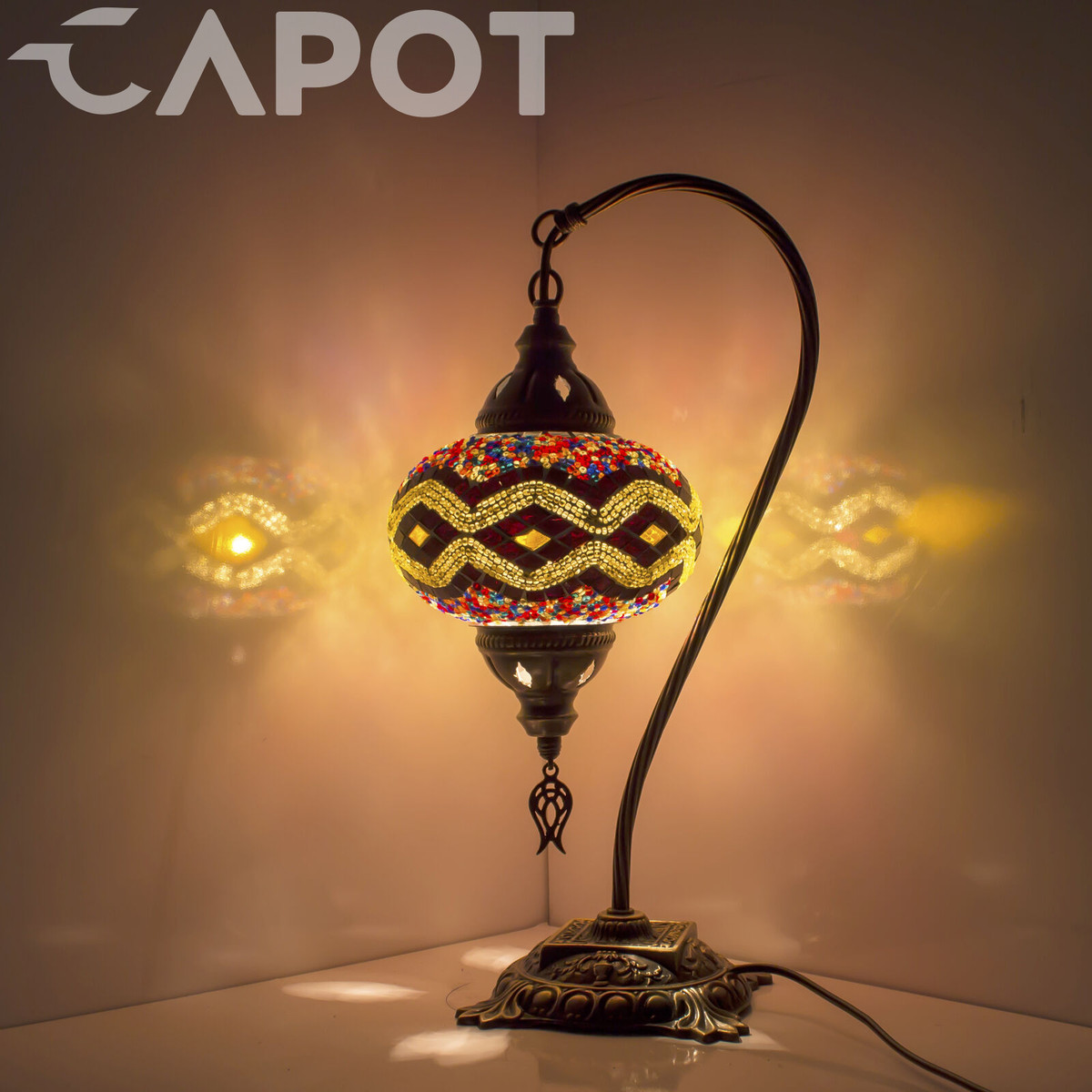 Turkish Moroccan Mosaic Lamp Handmade Tiffany Colorful Glass Desk