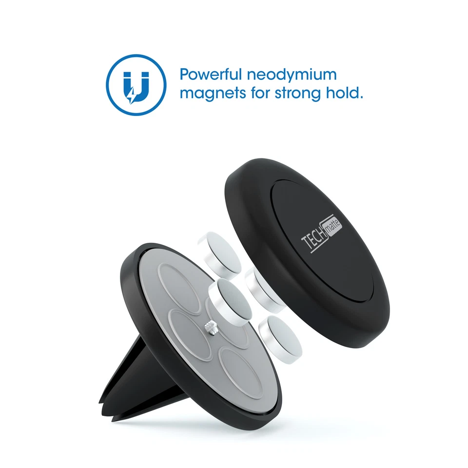 TechMatte MagGrip Air Vent Magnetic Universal Car Mount Holder (Black) - Image 3 of 4