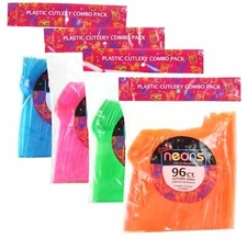 Party Dimensions Disposable Cutlery Set, Neon Mix (colors may vary)