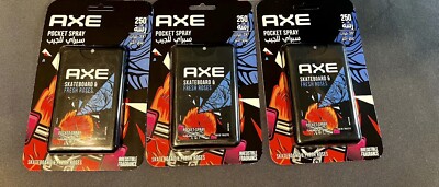 3 Axe Pocket Spray Skateboard & Roses 17mL 250 Sprays