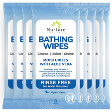 Nurture Rinse Free Bathing Wipes for Adults w/Aloe  Waterless Cleansing for ...