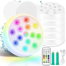 14-LED Submersible RGB Lights Pack of 6 - IP68 Waterproof, Remote, Magnet Base