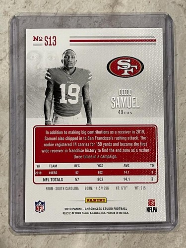 Deebo Samuel S13 Studio Rookie RC Insert 2019 Panini Chronicles Studio