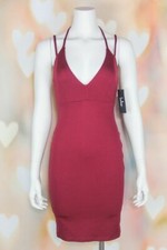 NWT Sexy *LULUS* Deep BURGUNDY WINE Body Con PLUNGING Cocktail MINI DRESS S