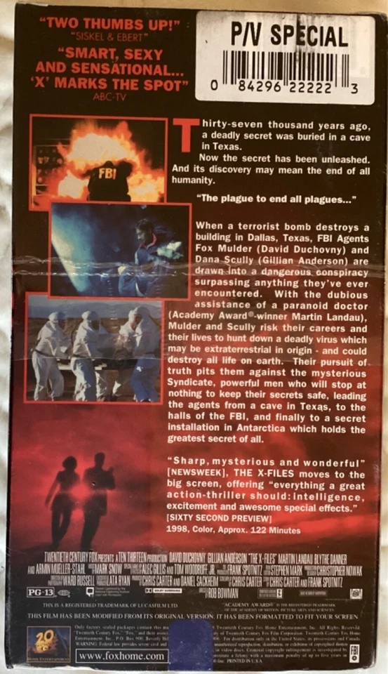 The X-Files: The Movie, sealed 1998 VHS tape in cardstock case - Image 2 of 2