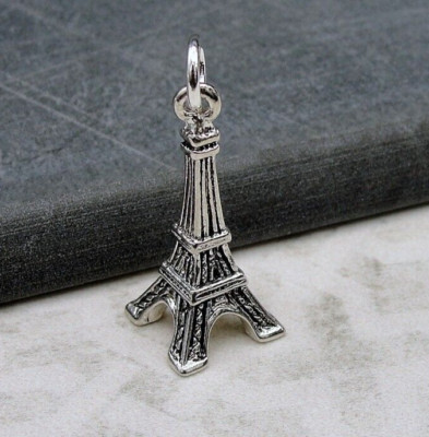 Silver 3D Eiffel Tower Charm - Paris Charm - France Charm - Travel Charm Jewelry