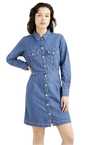 Levi's Ellie Denim Dress In Mid Marble Naturel Blue | eBay