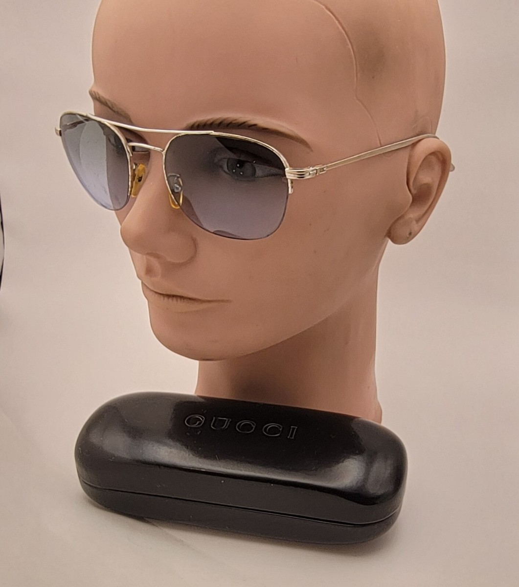Vintage Gucci GG1624S sunglasses 53/16/135. Silver metal  display picture 2