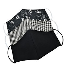 Reusable Mixed Black Floral Cotton Fabric Washable Fashion Face Masks Set of 3