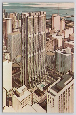 IL Chicago, First National Bank of Chicago Aerial View, Artist Render Chrome Unp
