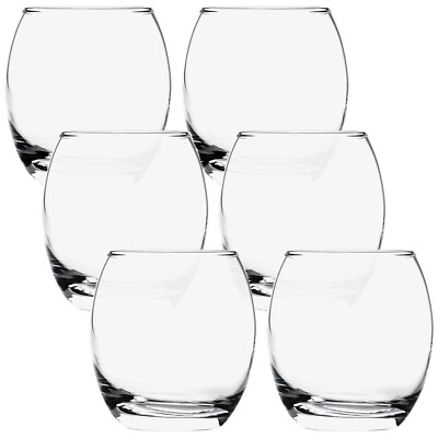 6x Whisky Tumbler Gläser Set Trinken Scotch Whisky Glas gerollte Ränder 405ml