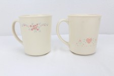 Corning USA Microwave OK Coffee Cups 3 3/4" Tall with Flowers Set of 2 USA Made