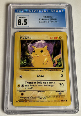 CGC 8.5 NM/Mint+ Pokémon Pikachu 87/130 Base Set 2 2000 Graded | eBay