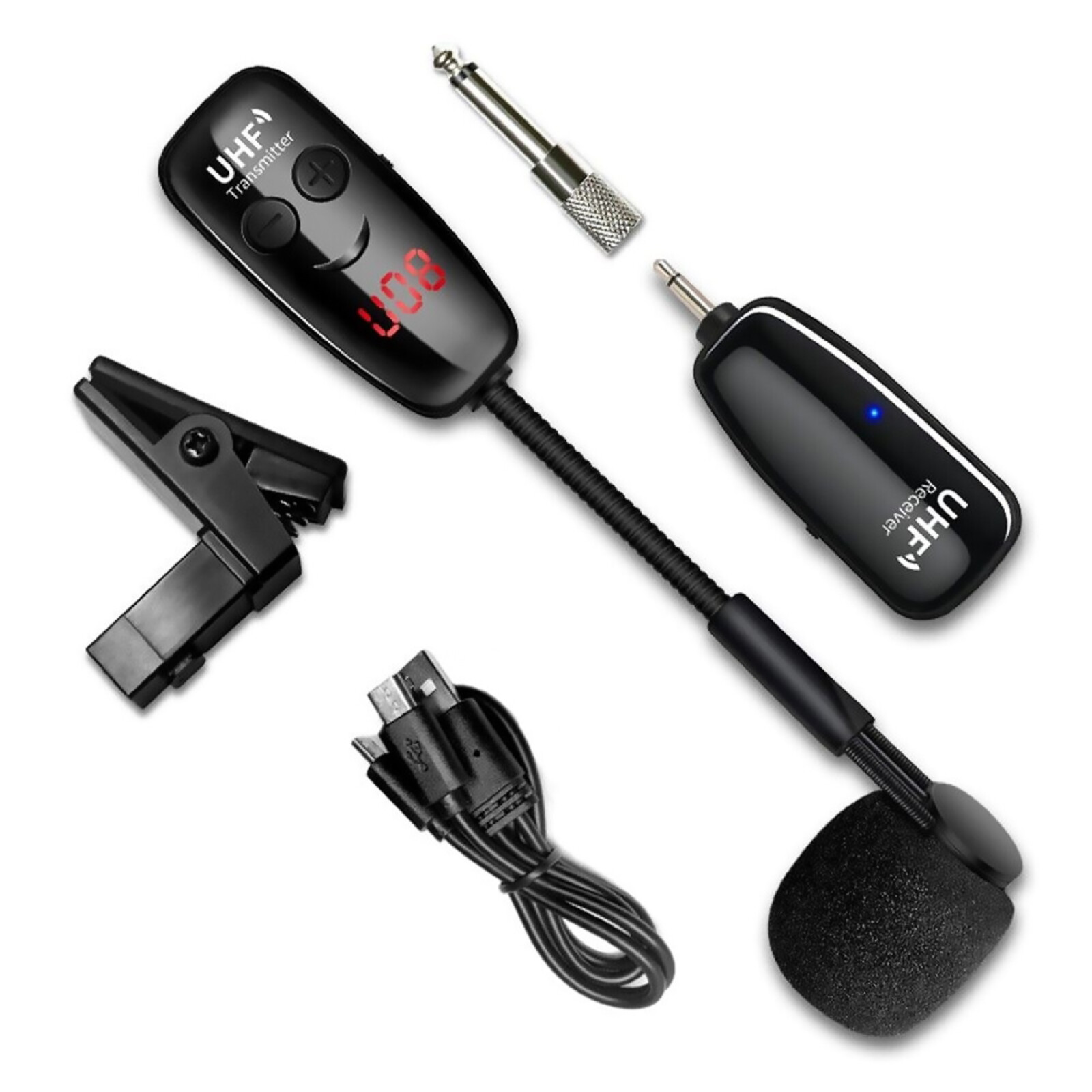 Microphone with Receiver Transmitter 50M Range Wireless For Trumpet Saxophone N-image