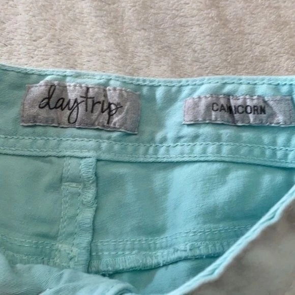 DayTrip Shorts Womens 26 Capricorn Blue Green Studded Western Low Rise Denim - Image 2 of 4