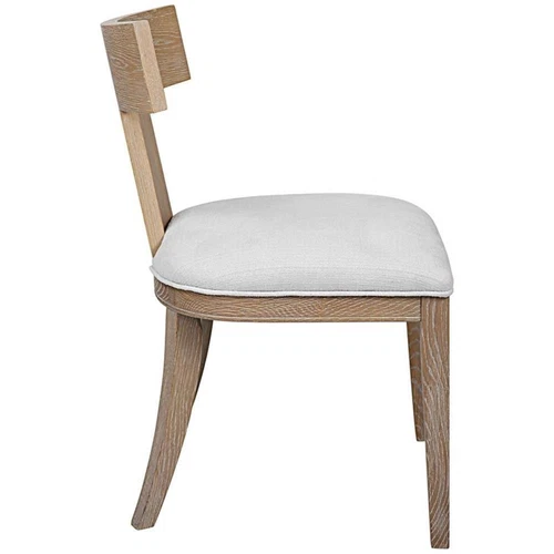 Uttermost Idris Coastal Solid Wood and Fabric Armless Chair in Natural Oak - Picture 4 of 9