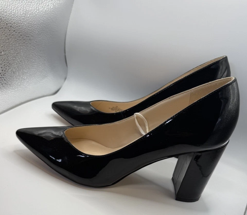 Zapatos de salón Marc Fisher talla 10M Zala charol negro punta tacón bloque Foto 2 de 4