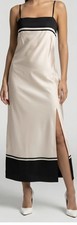 Auth & OTHER STORIES Off White Cream and Black Strappy Long Dress Size S *NEW*