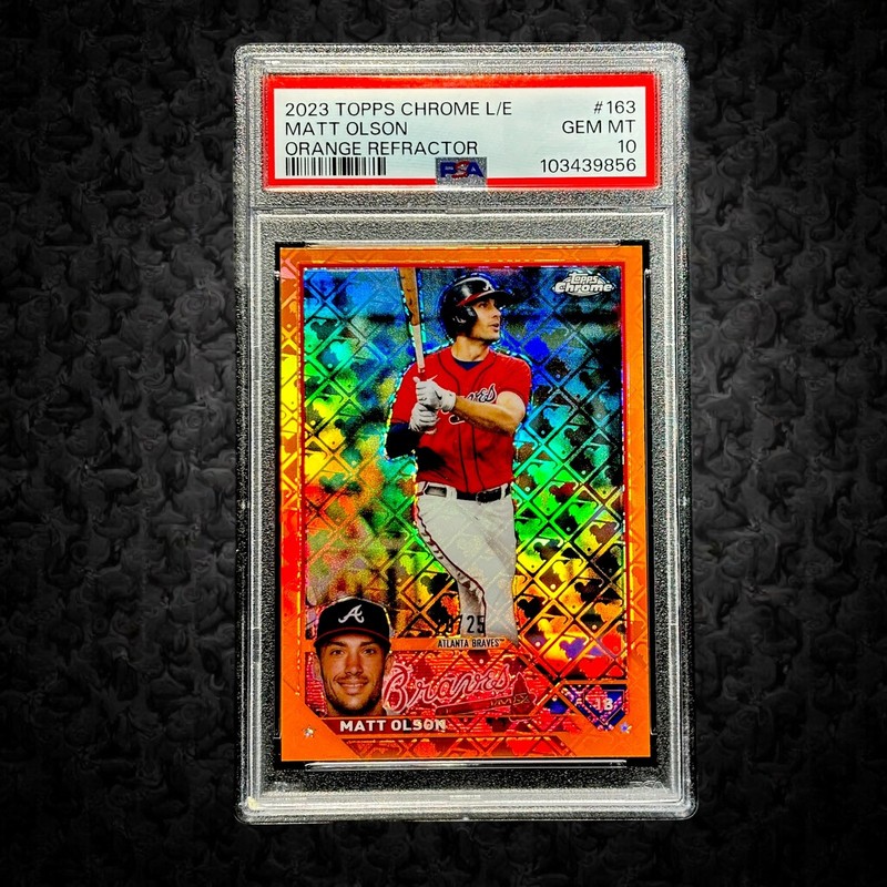 2023 Topps Chrome Logofractor Matt Olson ORANGE REFRACTOR /25 #163 PSA 10 POP 5