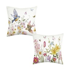 Spring Pillow Covers 18x18 Inch Set of 2 Summer Floral 18" x 18" Pack of 2