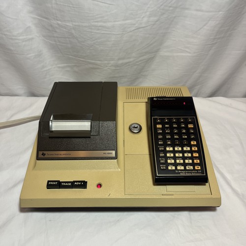 Texas Instruments TI-59 Programmable Calculator & PC-100C Printer Works No Key