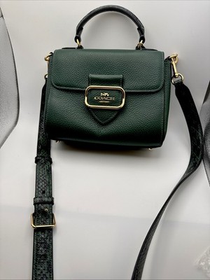 COACH Morgan Top Handle Satchel Green 2way Hand Bag Shoulder CE568 Rare
