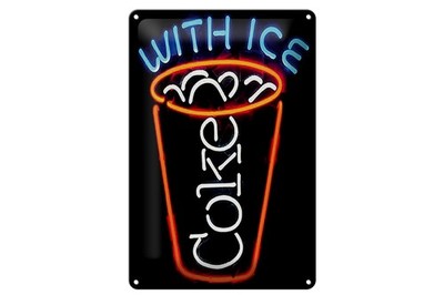 Blechschild Retro 20x30 cm With ice Coke Deko Reklame Schild