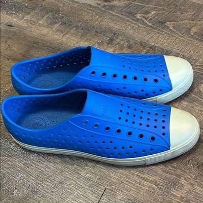 Native Jefferson Blue Perforated Slip-On  Cream Rubber Toe Cap Size Men's 11