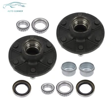 2 Sets 6 on 5.5" Trailer Hub Kit For 3500lbs #84 Spindle W/ Trailer Bearing Kit