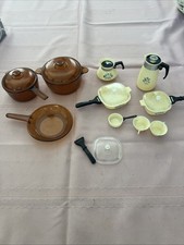 Vintage 18 Pcs Mixed Lot Toy Chilton Corning Ware Cornflower Visions Pots Pans