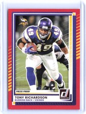 Tony Richardson 2025 Donruss #70 Red Press Proof Vikings