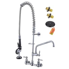 Commercial Sink Faucet with Pre Rinse Sprayer, Wall Mount 36 INCH HEIGHT FAUCET