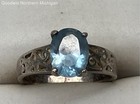 Vintage Sterling Silver 925 Aquamarine Filigree Solitaire Ring Size 6.75 — photo 1