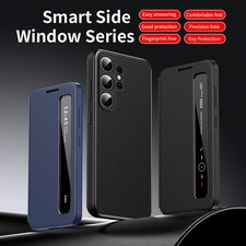 Smart Side Window Leather Case Cover for Samsung Galaxy S26 S25 S24 Ultra Plus