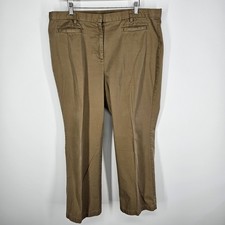 Lands End Womens 16 Brown Camel Chino Mid Rise Slim Leg Pants Fit 3 Adjustable