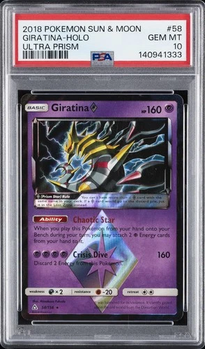2018 POKEMON SUN & MOON ULTRA PRISM #58 GIRATINA-HOLO PSA 10