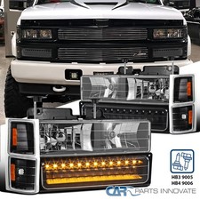 Black Fits 1994-1998 Silverado Ck Tahoe Suburban Headlightsled Bumpercorner