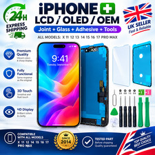 OLED / LCD for iPhone 6 8 X XR XS 11 12 13 14 15 16 17 Pro Max Tempered Glass !