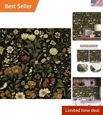 Dark Floral Peel and Stick Wallpaper Vintage Floral Contact Paper 16.9inchx118.1