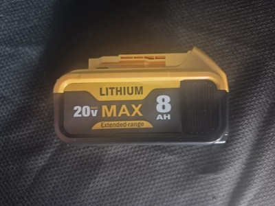 DEWALT-compatible 20V MAX 8.0Ah lithium-ion power tool battery.