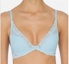 NWT Natori 34D Cyan Feathers Bra Plunge Contour Style 730023 114403