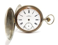 Pocket Watch Omega Hunter Dial Porcelain Case Steel 50mm 1910c Needs Review