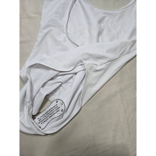Bride One Piece Swimsuit White Pink Graphic Honeymoon Party XL Scoop Back - Afbeelding 4 van 4