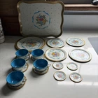 OHIO ART CO. TIN LITHO Childs METAL TOY Dishes Tea Set Vintage Antique Set 20