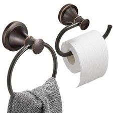 Hoimpro Oil Rubbed Bronze Towel Ring Toilet Paper Holder Set, Bathroom Hardware