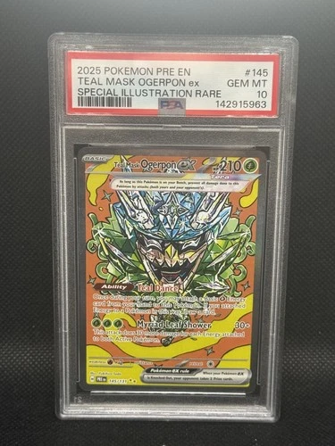 2025 Pokemon Teal Mask Ogerpon ex PSA 10 145/131 Sv: Prismatic Evolutions Holo
