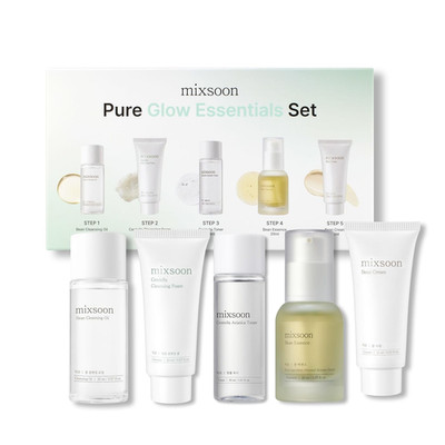 Mixsoon Pure Glow Essentials Set - 5-Step Skincare Kit - Travel Kit, Travel Size