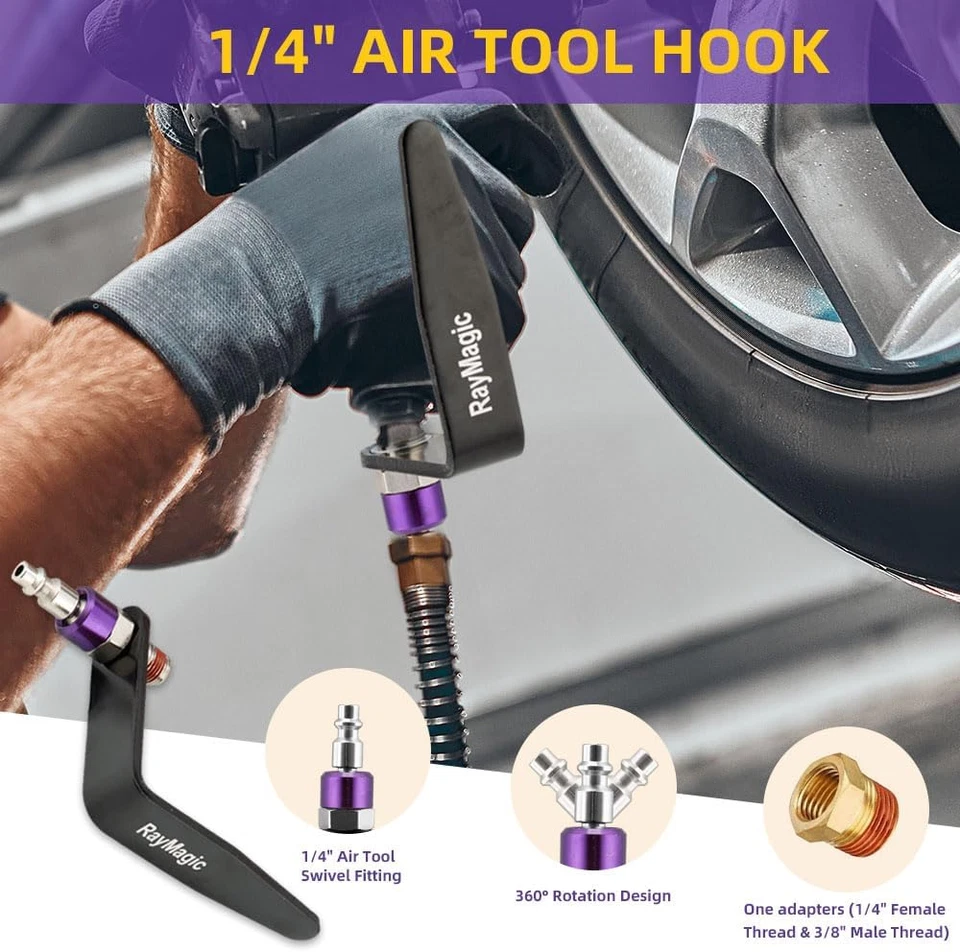 Gancho de viga de herramienta neumática de acero ajustable con montaje de herramienta neumática de 1/4" Foto 4 de 4